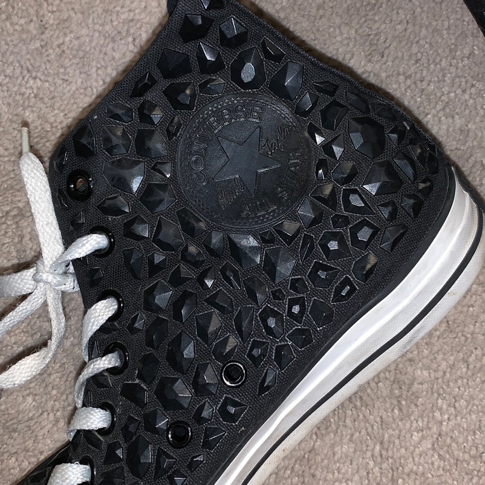 unique blacked out studded converse high tops